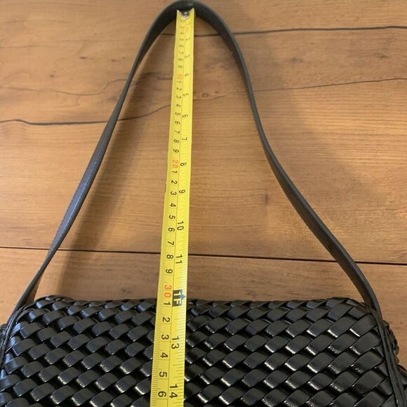VTG Nine West Y2K 90's Shoulder Basket Weave Woven Black Handbag Bag Purse - Picture 10 of 14